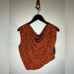 Retrofete Myles Sequin Top Bronze